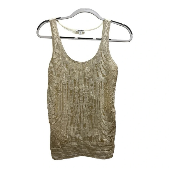 Express Tops - Champagne Glitter Crochet Express Tank